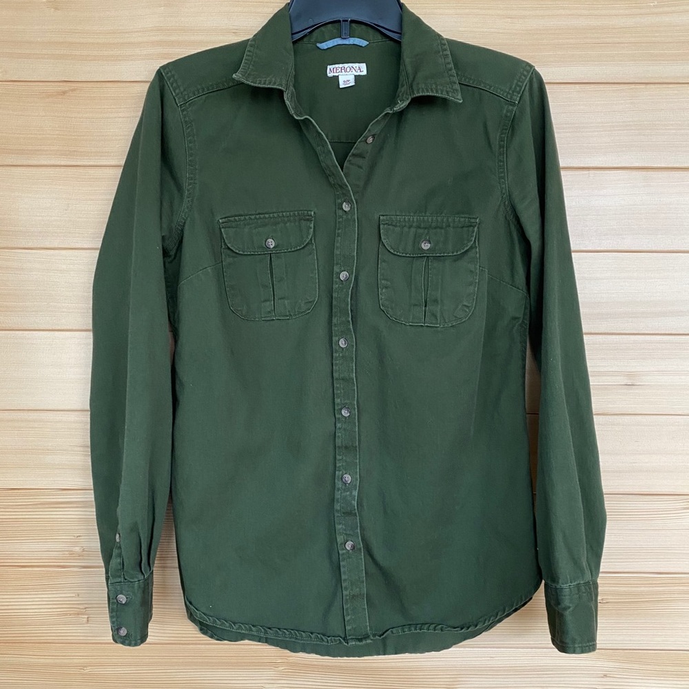 Merona Hunter Green Button Down Top